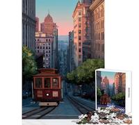 Puzzle per adulti 1000 puzzle Illustrazione della funivia di San Francisco Giocattoli antistress Ottimo regalo per giochi Gioco pratico Aiuta il cervello a esercitare Dimensioni 38x52cm