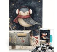 Puzzle per adulti 1000 puzzle Illustrazione di un uccello invernale su una cassetta delle lettere gioco interattivo per divertimento in famiglia per rafforzare l'amore tra le coppie 50x75cm