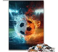 Puzzle per adulti 1000 puzzle in cartone raffiguranti il calcio su ghiaccio e fuoco, dimensioni 26x38cm. Regalo perfetto per la festa della mamma, compleanni, Natale.