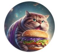 Puzzle per adulti 1000 puzzle in cartone raffiguranti il gatto hamburger, regalo perfetto per compleanni, Natale, Halloween, Ringraziamento, Pasqua (67,5x67,5cm)