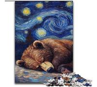 Puzzle per adulti 1000 puzzle in cartone raffiguranti l'orso bruno e il cielo notturno, perfetti per adolescenti e famiglie, feste (dimensioni 26x38cm)