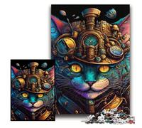 Puzzle per adulti 1000 puzzle in cartone Steampunk Cat 26x38cm, Halloween, Pasqua, Capodanno