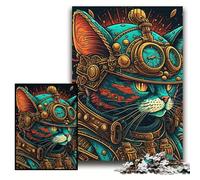 Puzzle per adulti 1000 puzzle in cartone Steampunk Cat 26x38cm per adolescenti e famiglie - Gioco rompicapo fai da te, regalo
