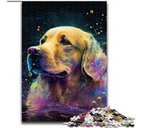 Puzzle per adulti 1000 puzzle in legno fantasy Golden Retriever, dimensioni 50x75cm, rompicapo fai da te impegnativo, gioco perfetto per famiglie o regalo decorativo.