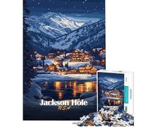 Puzzle per adulti 1000 puzzle Jackson Hole Notte d'inverno Sfida educativa Decorazione murale Gioco pratico per maggiori di 14 anni Gioco di puzzle offerto (50x75cm)