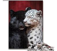 Puzzle per adulti 1000 puzzle leopardo bianco e nero, per gioco educativo sfida giocattolo migliora la memoria per età 14 (dimensioni 26x38cm)