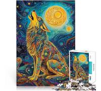 Puzzle per adulti 1000 puzzle Lupo che ulula alla Luna Cosmica Fatto di carta,per età 14+ Giocattoli antistress Idee regalo。misurare:38x52cm/14.96x20.47pollice