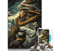 Puzzle per adulti 1000 puzzle lupo e donna, tempo libero per ammazzare il tempo, ideale come regalo per tutta la famiglia per ragazzi dai 14 anni in su, 38x26cm