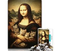 Puzzle per adulti 1000 puzzle Monna Lisa e gatto, tempo libero per ammazzare il tempo in casa, ideale come regalo per tutta la famiglia per ragazzi di 14 anni 38x26cm