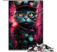 Puzzle per adulti 1000 puzzle Neon Robot Cat in legno, regalo perfetto per genitori, amanti, amici - età 14+ 1000 pezzi(50x75cm)
