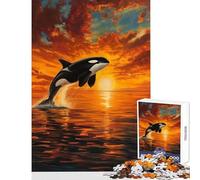 Puzzle per adulti 1000 puzzle Orca Tramonto Oceano Panoramico Giocattolo educativo Regali per donne Uomini Giochi rilassanti Aiutano l'esercizio del cervello Dimensioni 50x75cm