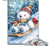Puzzle per adulti 1000 puzzle Orso bianco che scia, giochi educativi, decorazione per la casa, ideale come regalo per tutta la famiglia, 38x26cm