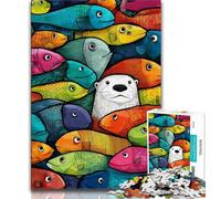 Puzzle per adulti 1000 puzzle orso bruno e pesce, attività divertenti per la famiglia a casa, regalo di compleanno, regali da viaggio 50x75cm