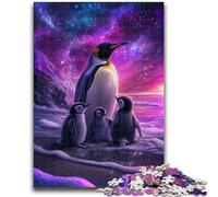 Puzzle per adulti 1000 puzzle Pinguini sotto l'aurora boreale, apprendimento educativo per è ideale come regalo per tutta la famiglia 26X38CM