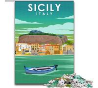 Puzzle per adulti 1000 puzzle Poster di viaggio Sicilia Italia, per 14+ anni Per divertimento in famiglia e serate di gioco Collezione di artisti, Belle arti 26x38cm