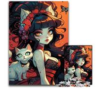 Puzzle per adulti 1000 puzzle ragazza e gatto puzzle antistress per ammazzare il tempo in vacanza, un'opera d'arte per bambini dai 14 anni in su, 50x75cm