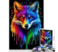Puzzle per adulti 1000 puzzle Rainbow Fox Pop Art Fox Co Giocattoli antistress Ottimo regalo per giochi Gioco pratico Aiuta l'allenamento del cervello Dimensioni 38x26cm