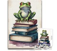 Puzzle per adulti 1000 puzzle Rana che legge un libro Bellissimo gioco di design Decorazione artistica per la casa Regalo per compleanni Dimensioni 38x52cm