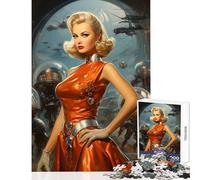 Puzzle per adulti 1000 puzzle retrò Rocket Girl Toy Wall Decor Ottimi regali e giocattoli per giochi educativi con poster abbinato e foglio di quiz Dimensioni 38x52cm