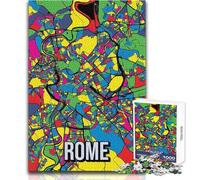 Puzzle per adulti 1000 puzzle Roma Pop Art Mappa della città Gioco stimolante Giocattoli educativi per l'apprendimento Opera d'arte Regalo Dimensioni 38x26cm