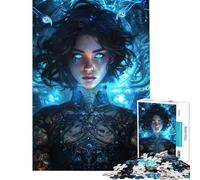 Puzzle per adulti 1000 puzzle Signora in blu Sfida educativa Decorazione murale Gioco pratico per maggiori di 14 anni Gioco di puzzle offerto (50x75cm)