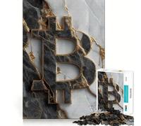 Puzzle per adulti 1000 puzzle Simbolo Bitcoin su marmo bianco Taglio preciso Arte Gioco creativo Giocattolo Relax Tempo di gioco Scena natalizia Arte (50x75cm)