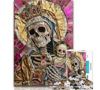 Puzzle per adulti 1000 puzzle stile messicano teschio dorato, tempo libero per le vacanze, ideale come regalo per tutta la famiglia dai 14 anni in su, 38x26cm