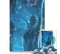 Puzzle per adulti 1000 puzzle Tempio della cascata al neon giochi divertenti allena la mente e le mani rafforza l'amore tra le coppie 38x26cm