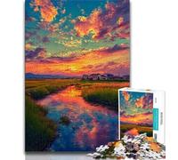 Puzzle per adulti 1000 puzzle Tramonto dipinto a olio, giocattoli educativi per l'apprendimento, giochi per famiglie adatti per la decorazione del desktop 38x26cm