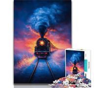 Puzzle per adulti 1000 puzzle Treno sulla neve Tramonto, attività divertenti per la famiglia a casa, regalo di compleanno, regali da viaggio (38x26cm)