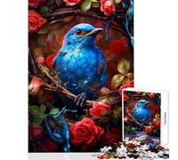 Puzzle per adulti 1000 puzzle Uccello blu Rosa rossa Giocattoli antistress Ottimo regalo per giochi Gioco pratico Aiuta il cervello a esercitare Dimensioni 38x26cm
