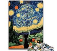 Puzzle per adulti 1000 puzzle Van Gogh Night Sky Cat per 14+ gioco di sfida unico giochi per famiglie regali di compleanno di Natale 26x38cm