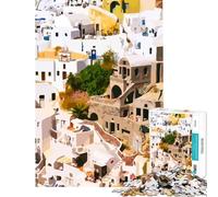 Puzzle per adulti 1000 puzzle Villaggio greco Santorini Giochi divertenti per giochi educativi Sfida Giocattolo Ottimo regalo e giocattolo Decorazione murale (Dimensioni 75x50cm)
