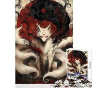 Puzzle per adulti 1000 puzzle Volpe a nove code Yin Yang Giocattolo educativo Regalo di compleanno Gioco impossibile con poster abbinato e foglio di quiz Dimensioni 38x26cm