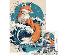 Puzzle per adulti 1000 puzzle Volpe che cavalca l'onda Decorazione per la casa Giocattoli Regali di compleanno Giochi educativi Allena il tuo cervello e le tue mani dimensioni 38x52cm