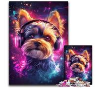 Puzzle per adulti 1000 puzzle Yorkshire Terrier che ascoltano musica, puzzle, giocattoli educativi per l'apprendimento, ideali come regali per tutta la famiglia dai 14 anni in su, 50x75cm