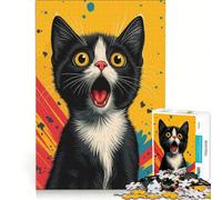 Puzzle per adulti 1000 ritratti di gatti in bianco e nero a sorpresa Giochi divertenti rilassanti e stimolanti per la mente e per rafforzare l'amore di coppia 38x52cm