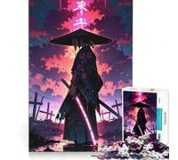 Puzzle per adulti 1000 Samurai al neon in un cimitero gioco rompicapo interazione genitore-figlio rafforza l'amore tra le coppie 38x52cm