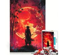 Puzzle per adulti: 1000 Samurai nella foresta rossa con la luna gioco rompicapo interazione genitore-figlio rafforza l'amore tra le coppie 38x26cm