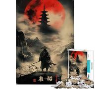 Puzzle per adulti 1000 Samurai Solitude Red Moon Divertimento a casa Attività decorazione artistica per la casa Gioco pratico per adulti dai 14 anni in su (38x52cm)