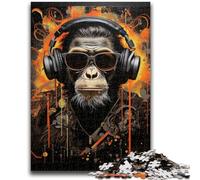 Puzzle per adulti 1000 scimmie con cuffie, giochi educativi, decorazioni per la casa, regalo di compleanno, regali per età 14+ 50x75cm
