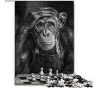 Puzzle per adulti 1000 scimpanzé che giocano a scacchi Puzzle in legno perfetti per adolescenti e famiglie, feste 26X38CM