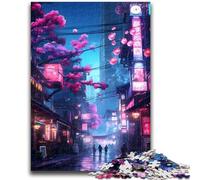 Puzzle per adulti 1000 titoli Neon Sakura Street Gioco educativo Sfida Giocattolo Decorazione da parete Regali unici per compleanno e Natale 38x26cm