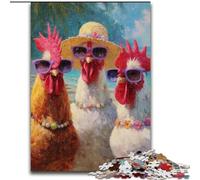 Puzzle per adulti 1000 Tre Galli dipinto a olio, impegnativo e difficile con pezzi completamente incastrati di forma casuale (dimensioni 50x75cm)