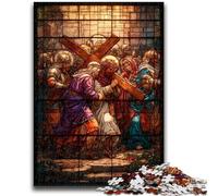 Puzzle per adulti 1000 vetrate colorate Gesù Gioco per famiglie Antistress Sfida difficile Regali di Babbo Natale segreto 50x75cm