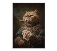 Puzzle Per Adulti 1000pcs(38x26cm) Royal Cat with Cigar And Cards-2 Puzzle Gioco Pratico Sfida Difficile Regali Per Amici E Familiari 1000pcs(38x26cm)