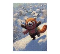 Puzzle Per Adulti 1000pcs(38x26cm) S Red Panda Winter Fun Puzzle Gioco Pratico Sfida Difficile Regali Per Amici E Familiari 1000pcs(38x26cm) S