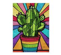 Puzzle Per Adulti 1000pcs(52x38cm) Colorful Cactus Stained Glass Art Puzzle Gioco Pratico Sfida Difficile Regali Per Amici E Familiari 1000pcs(52x38cm)