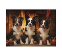 Puzzle Per Adulti 1000pcs(52x38cm) Three Border Collies Christmas Puzzle Giochi Rilassanti Decorazione Per La Casa Regali Unici Per Compleanno E Natale 1000pcs(52x38cm)