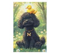 Puzzle Per Adulti 1000pcs(75x50cm) Black Poodle with Yellow Duckling -1 Puzzle Per Adolescenti Giocattoli Antistress Decorazione Da Parete Ottimo Regalo Per I Giocatori 1000pcs(75x50cm)